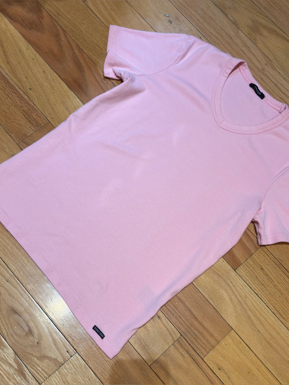 TOM FORD Pink V-Neck Short Sleeve Unisex T-Shirt - Cotton Blend - Logo - Size M - Picture 8 of 13